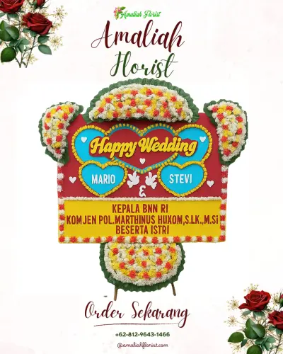Karangan Papan Bunga Pernikahan di Mangunsari